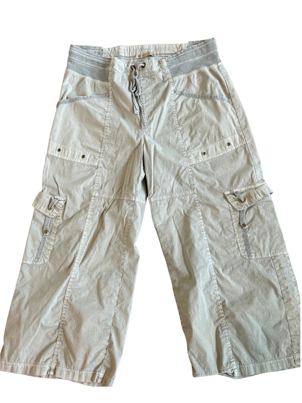 XCVI Cargo Drawstring Waist Pants Size XL Light Sage Cropped